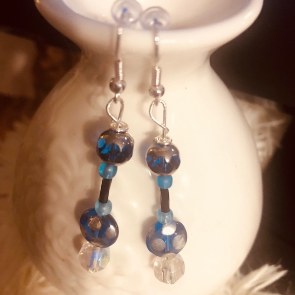 Ocean Sea Glass Blues Earrings - Picture 1 of 3